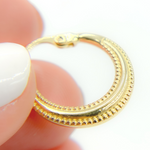 Load image into Gallery viewer, GER149. 14K Solid Gold Textured Hoop