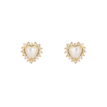 Load image into Gallery viewer, EFC53037PL. 14k Solid Gold Diamond and Gemstone Heart Stud Earrings