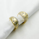 Load image into Gallery viewer, HP401867. 14K Solid Yellow Matte Gold Diamond Hoop Earring