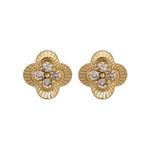 Load image into Gallery viewer, EFA53390. 14K Solid Gold Diamond Flower Stud Earrings