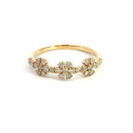 Load image into Gallery viewer, 14K Solid Gold Diamond Flowers Band Ring.