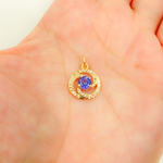 Load image into Gallery viewer, 14K Solid Gold Diamond Circle Charm. GDP129