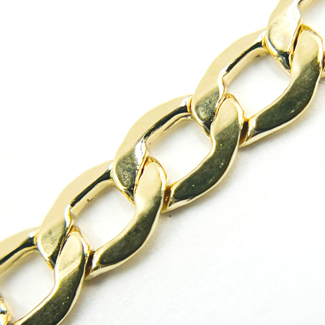 14K Solid Gold Hollow Flat Curb Necklace
