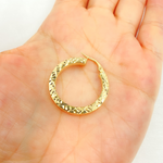 Load image into Gallery viewer, GER166. 14K Gold Hollow Flat Diamond Cut Hoop