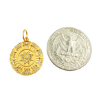 Load image into Gallery viewer, 14K Solid Gold Diamond Circle Sun Charm with Star in the Center. GDP257