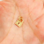 Load image into Gallery viewer, 14K Solid Gold Diamond Lock Charm. GDP440