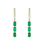 Load image into Gallery viewer, EFE53736. 14k Solid Gold Diamond and Gemstoone Dangle Rectangle Earrings