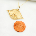 Load image into Gallery viewer, 14K Solid Gold with Diamonds Eye Shape Charm. GDP109