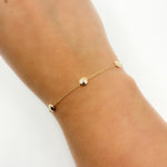 Load image into Gallery viewer, BRSET701. 14k Solid Yellow Gold Flat Bead Link Bracelet