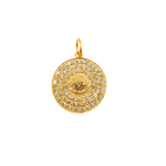 Load image into Gallery viewer, 14K Solid Gold Circle Evil Eye Pendant Charm with Diamonds. GDP340