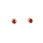 Load image into Gallery viewer, ER113509YRU. 14K Solid Gold Diamond & Ruby Earrings