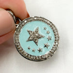 Load image into Gallery viewer, Shop Now Diamond Sterling Silver Star Round Enamel Pendant