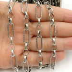 Load image into Gallery viewer, Oxidized Sterling Silver Long and Short Link Chains