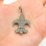 Load image into Gallery viewer, DP242. Diamond Sterling Silver Fleur De Lis Shape Pendant