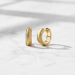 Load image into Gallery viewer, EHD57280. 14K Solid Yellow Gold Diamond Hoop Earrings