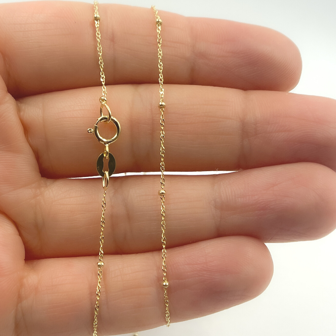 14K Solid Gold Wheat Satellite Chain
