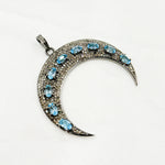 Load image into Gallery viewer, DP106. Diamond Sterling Silver Moon Shape Pendant with Gemstone