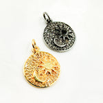 Load image into Gallery viewer, DC532. Diamond Sterling Silver Sun and Moon Round Pendant