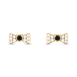 Load image into Gallery viewer, ER421151. 14K Solid Gold Diamond and Gemstone Coquette Bow Studs
