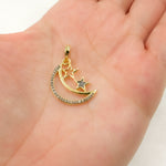 Load image into Gallery viewer, DP646. Diamond Sterling Silver Moon & Star Pendant