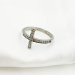 Load image into Gallery viewer, DR03. Diamond Black Rhodium Sterling Silver Cross Ring