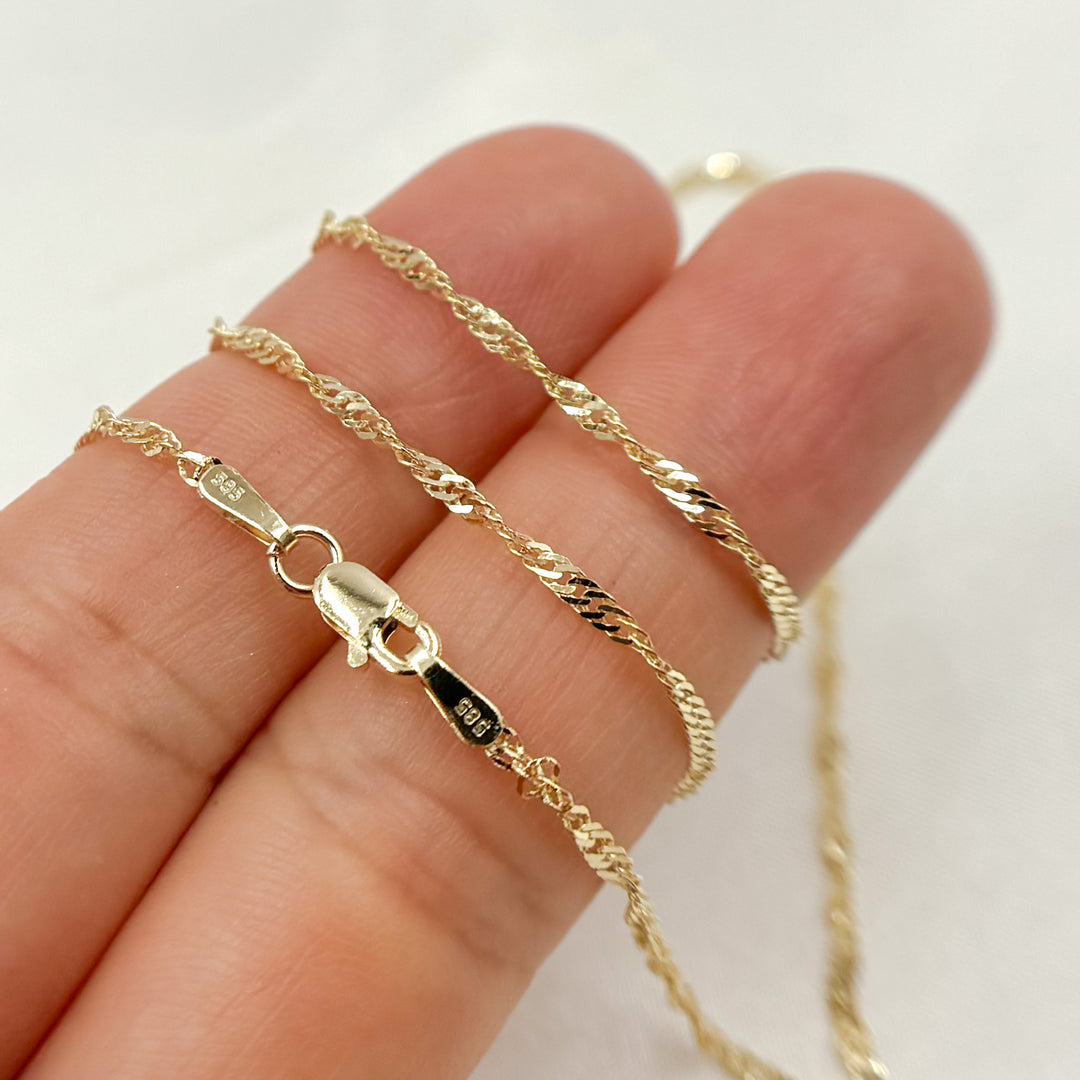 14K Solid Gold Wheat Chain