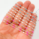 Load image into Gallery viewer, V269ENSS. Sterling Silver Enamel Marina Link Chains
