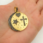 Load image into Gallery viewer, DP404. Diamond Sterling Silver Round Star, Heart & Cross Pendant