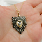 Load image into Gallery viewer, 14k Solid Gold Sterling Silver Black Rhodium with Diamonds Pentagon Charm. KSG22