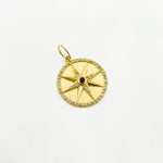Load image into Gallery viewer, GDP498. 14K Solid Gold Diamonds and Ruby Circle Star Charm