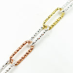 Load image into Gallery viewer, Sterling Silver Gold and Rose Plated Diamond Cut Paperclip Chain