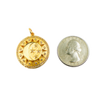 Load image into Gallery viewer, GDP110. 14K Solid Gold with Diamonds Circle Shape Sun and Stars Charm