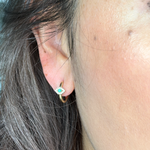 Load image into Gallery viewer, EHB57135TQ. 14k Solid Gold Diamond and Turquoise Eye Huggies