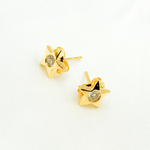 Load image into Gallery viewer, EFC52671Y. 14k Solid Gold Diamond Star Studs