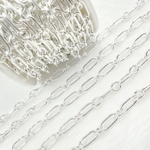 Load image into Gallery viewer, Sterling Silver Hollow Smooth Paperclip Long & Short Link Chains