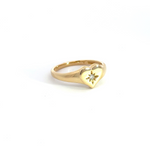 Load image into Gallery viewer, 14k Solid Gold Diamond Heart Ring.