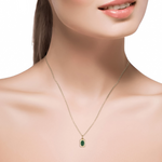 Load image into Gallery viewer, 14K Solid Gold Emerald Rectangle Necklace