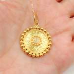 Load image into Gallery viewer, 14K Solid Gold with Diamonds Circle Charm. KG23
