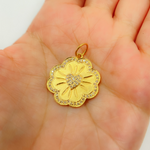 Load image into Gallery viewer, 14K Solid Gold Flower Pendant with Diamond Heart. GDP165