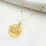 Load image into Gallery viewer, GDP100. 14K Solid Gold with Diamonds Circle Shape Eye of Providence Charm