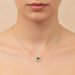 Load image into Gallery viewer, NT407154. 14K Solid Gold Octagon Emerald Fancy Tiny Necklace