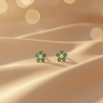 Load image into Gallery viewer, CE97507EM1.8. 14K Solid Gold Diamond and Emerald Flower Stud Earrings