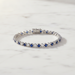 Load image into Gallery viewer, BTQ65027. 14k Solid Gold Diamond and Blue Sapphire Bracelet