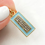 Load image into Gallery viewer, Buy Now Diamond Sterling Silver Rectangle Enamel Pendant