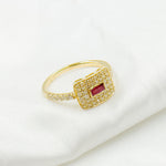 Load image into Gallery viewer, 14K Solid Yellow Gold Diamond and Ruby Rectangle Ring.