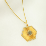 Load image into Gallery viewer, 14K Solid Gold Hexagonal Charm with Diamonds. CGDP48