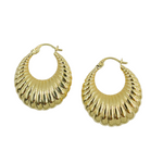 Load image into Gallery viewer, GER121. 14K Solid Gold Chunky Croissant Hollow Hoop Earrings