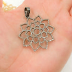 Load image into Gallery viewer, DP471. Diamond & Sterling Silver Flower Pendant