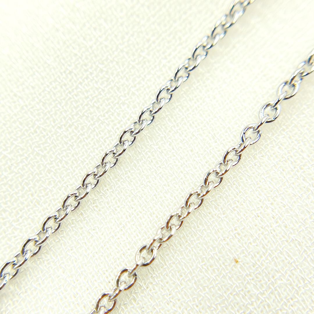 14K Solid White Gold Cable Chain