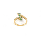 Load image into Gallery viewer, 14k Solid Gold Spiral Diamond and Emerald Ring.
